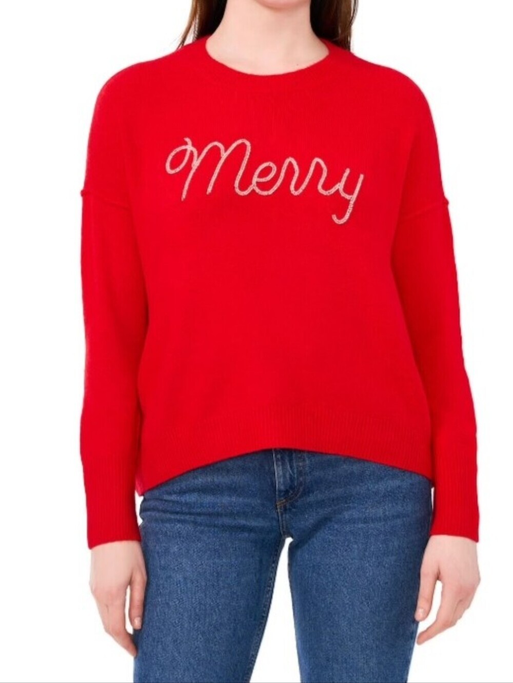 Vince Camuto Merry Long Sleeve Red Holiday Sweater
